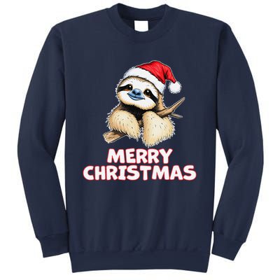 Cute Sloth Merry Christmas Santa Hat Holiday Design Sweatshirt