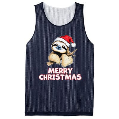 Cute Sloth Merry Christmas Santa Hat Holiday Design Mesh Reversible Basketball Jersey Tank