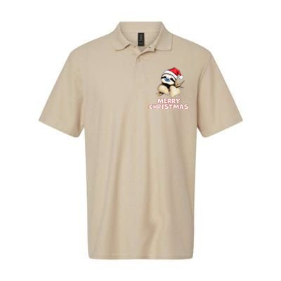 Cute Sloth Merry Christmas Santa Hat Holiday Design Softstyle Adult Sport Polo