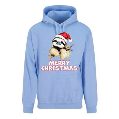 Cute Sloth Merry Christmas Santa Hat Holiday Design Unisex Surf Hoodie