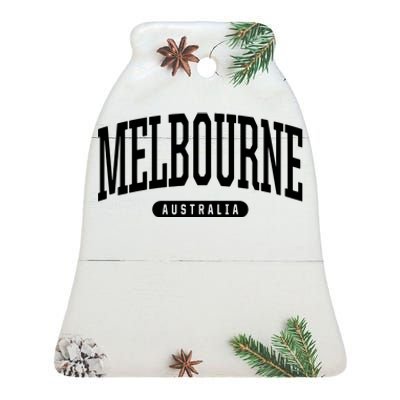 College Style Melbourne Australia Souvenir Gift Ceramic Bell Ornament