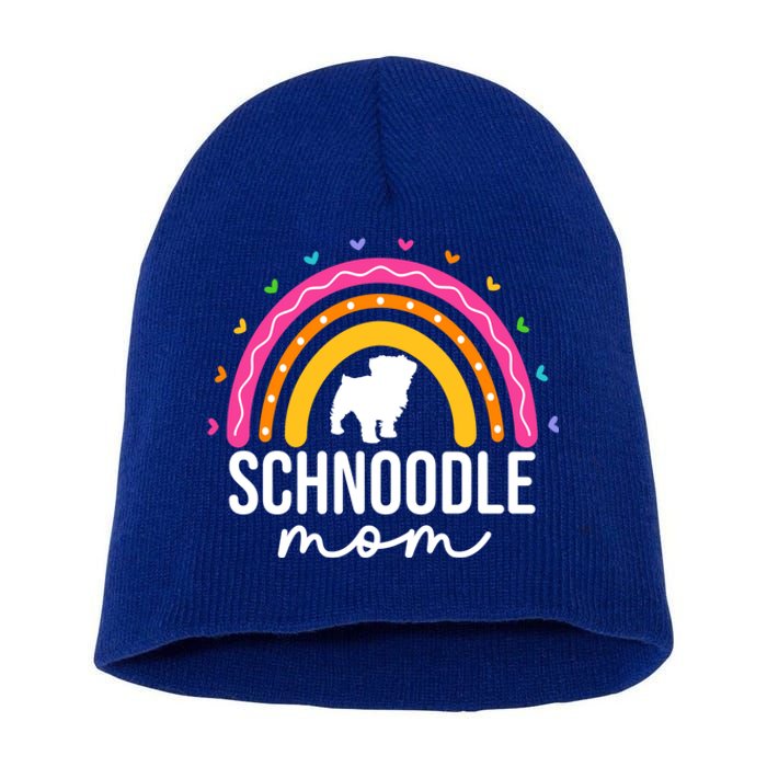 Cute Schnoodle Mom Schnoodle Dog Lover Mom Rainbow Gift Short Acrylic Beanie