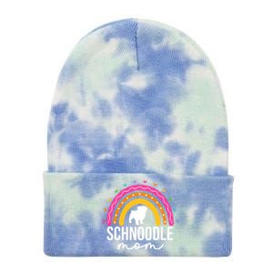 Cute Schnoodle Mom Schnoodle Dog Lover Mom Rainbow Gift Tie Dye 12in Knit Beanie