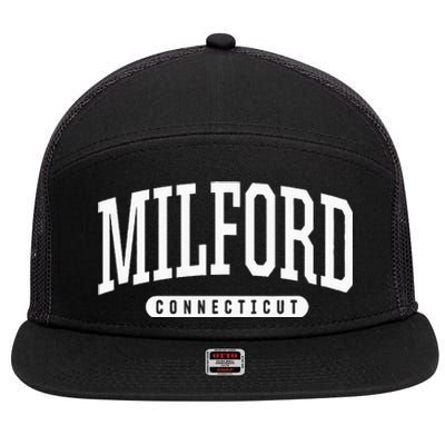 College Style Milford Connecticut Souvenir Gift 7 Panel Mesh Trucker Snapback Hat