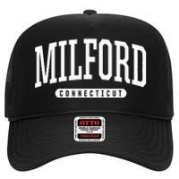 College Style Milford Connecticut Souvenir Gift High Crown Mesh Back Trucker Hat