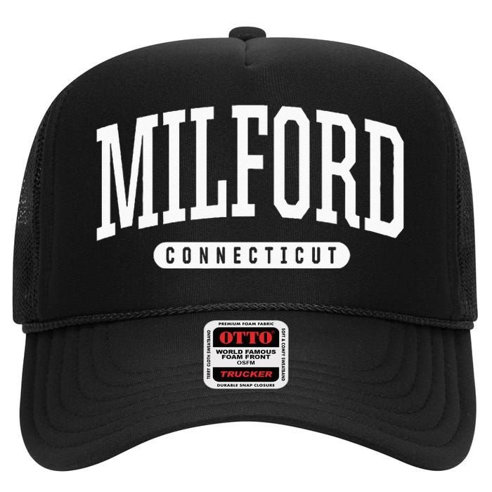 College Style Milford Connecticut Souvenir Gift High Crown Mesh Back Trucker Hat