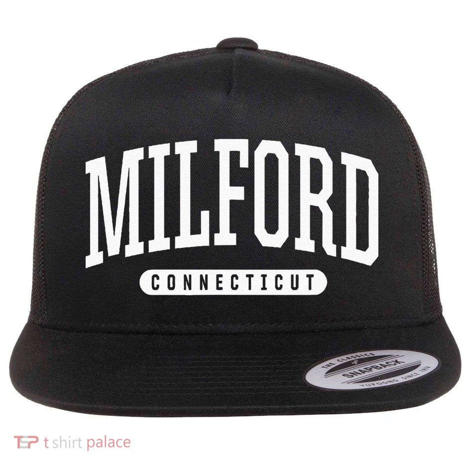 College Style Milford Connecticut Souvenir Gift Flat Bill Trucker Hat