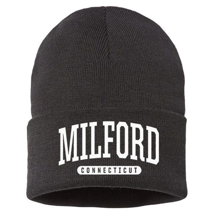 College Style Milford Connecticut Souvenir Gift Sustainable Knit Beanie