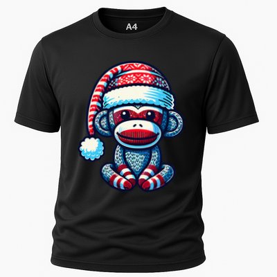 Cute Sock Monkey Wearing A Santa Hat Sock Monkey Christmas Performance Shirt