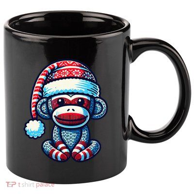 Cute Sock Monkey Wearing A Santa Hat Sock Monkey Christmas 11oz C Handle Ceramic Mug