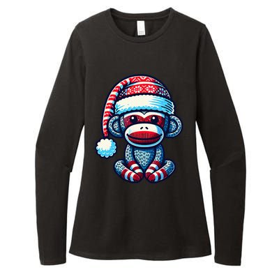 Cute Sock Monkey Wearing A Santa Hat Sock Monkey Christmas Womens CVC Long Sleeve Shirt