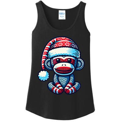 Cute Sock Monkey Wearing A Santa Hat Sock Monkey Christmas Ladies Essential Tank