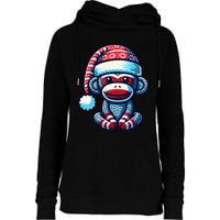 Cute Sock Monkey Wearing A Santa Hat Sock Monkey Christmas Womens Funnel Neck Pullover Hood