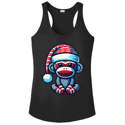 Cute Sock Monkey Wearing A Santa Hat Sock Monkey Christmas Ladies PosiCharge Competitor Racerback Tank