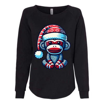 Cute Sock Monkey Wearing A Santa Hat Sock Monkey Christmas Womens California Wash Sweatshirt