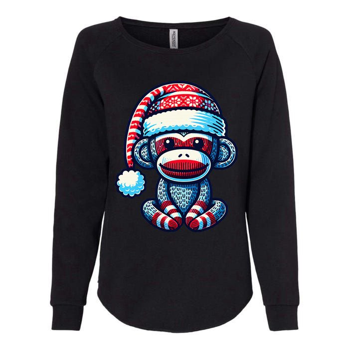 Cute Sock Monkey Wearing A Santa Hat Sock Monkey Christmas Womens California Wash Sweatshirt