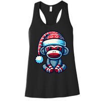 Cute Sock Monkey Wearing A Santa Hat Sock Monkey Christmas Women's Racerback Tank