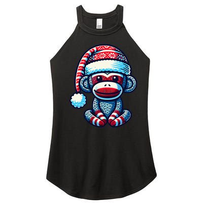 Cute Sock Monkey Wearing A Santa Hat Sock Monkey Christmas Women's Perfect Tri Rocker Tank