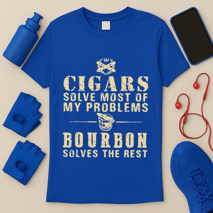 Cigars Solve Most Of My Problems Bourbon Does The Rest T-Shirt