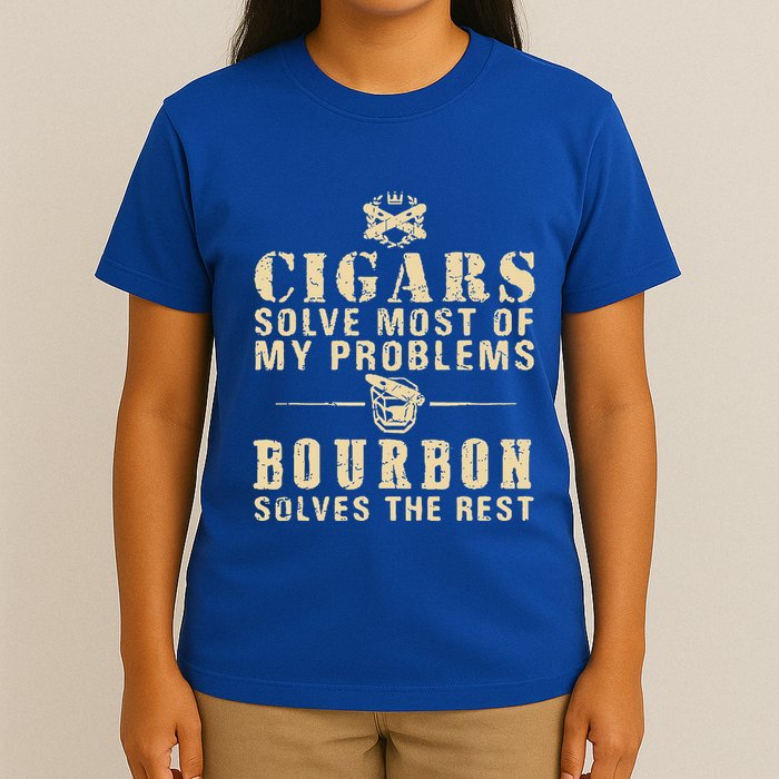 Cigars Solve Most Of My Problems Bourbon Does The Rest T-Shirt