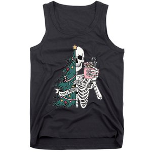 Christmas Sorta Merry Sorta Scary Skeleton Xmas Tree Tank Top