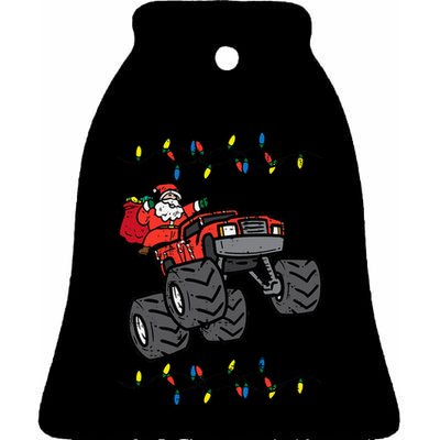 Christmas Santa Monster Truck Xmas Ceramic Bell Ornament