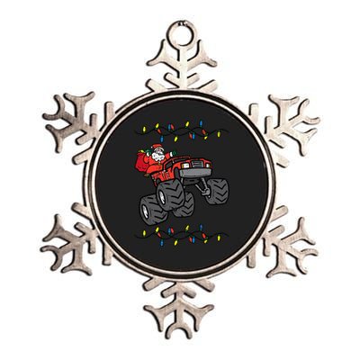 Christmas Santa Monster Truck Xmas Metallic Star Ornament