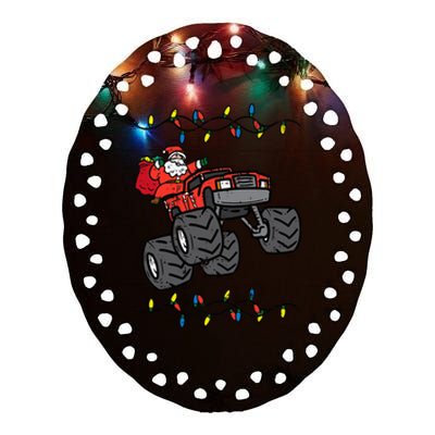 Christmas Santa Monster Truck Xmas Ceramic Oval Ornament