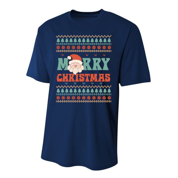 Cute Santa Merry Christmas Performance Sprint T-Shirt