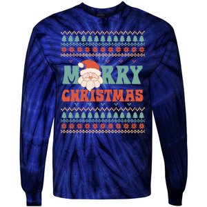 Cute Santa Merry Christmas Tie-Dye Long Sleeve Shirt