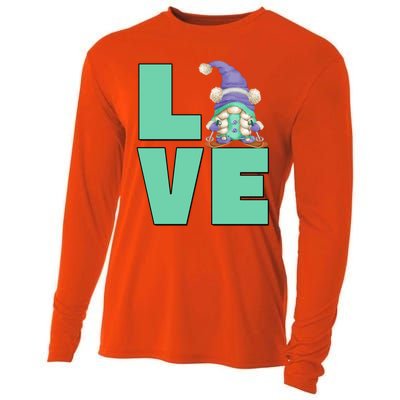 Cute Ski Mom Gnome Graphic And I Love Skiing Great Gift Cooling Performance Long Sleeve Crew