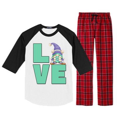 Cute Ski Mom Gnome Graphic And I Love Skiing Great Gift Raglan Sleeve Pajama Set