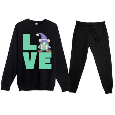 Cute Ski Mom Gnome Graphic And I Love Skiing Great Gift Premium Crewneck Sweatsuit Set