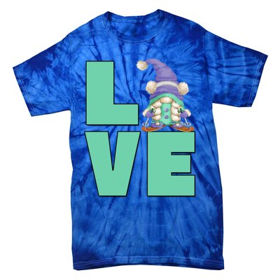 Cute Ski Mom Gnome Graphic And I Love Skiing Great Gift Tie-Dye T-Shirt