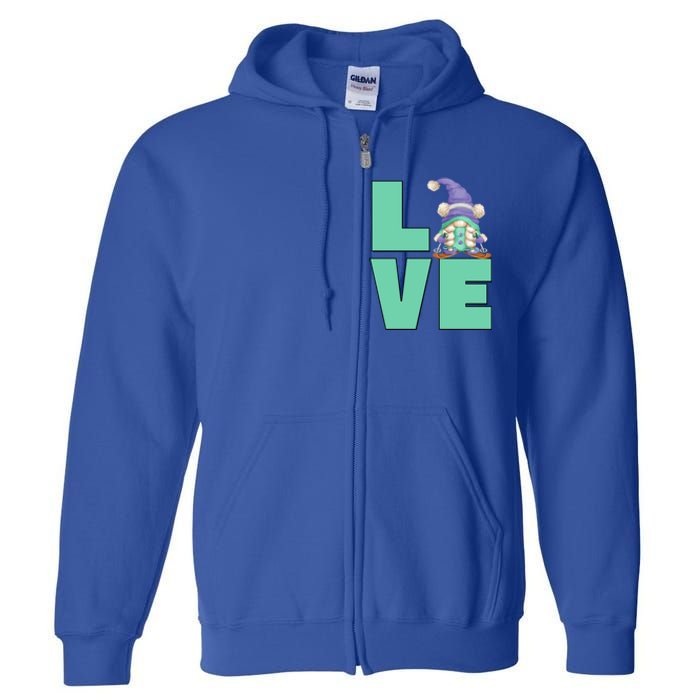 Cute Ski Mom Gnome Graphic And I Love Skiing Great Gift Full Zip Hoodie