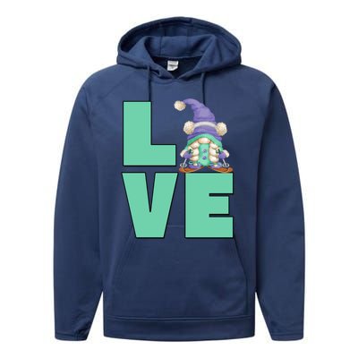 Cute Ski Mom Gnome Graphic And I Love Skiing Great Gift Performance Fleece Hoodie