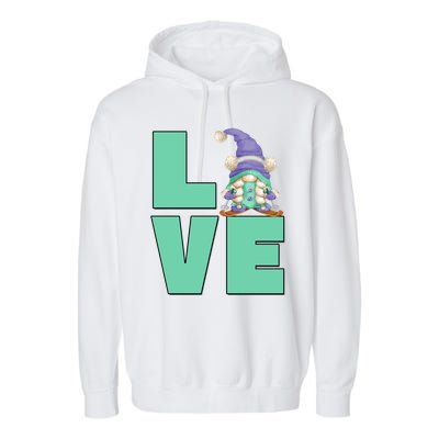 Cute Ski Mom Gnome Graphic And I Love Skiing Great Gift Garment-Dyed Fleece Hoodie