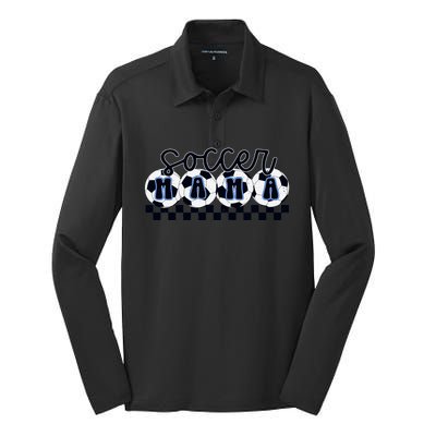 Checkered Soccer Mama Game Day Silk Touch Performance Long Sleeve Polo