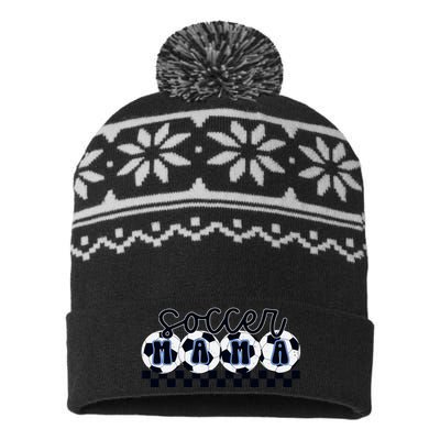 Checkered Soccer Mama Game Day USA-Made Snowflake Beanie