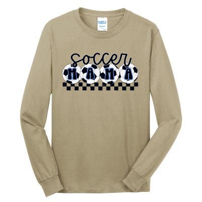 Checkered Soccer Mama Game Day Tall Long Sleeve T-Shirt