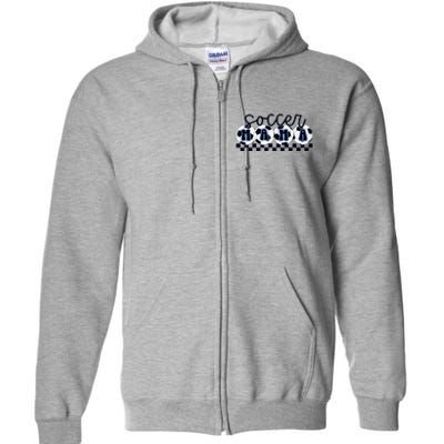 Checkered Soccer Mama Game Day Full Zip Hoodie