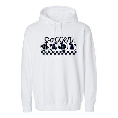 Checkered Soccer Mama Game Day Garment-Dyed Fleece Hoodie