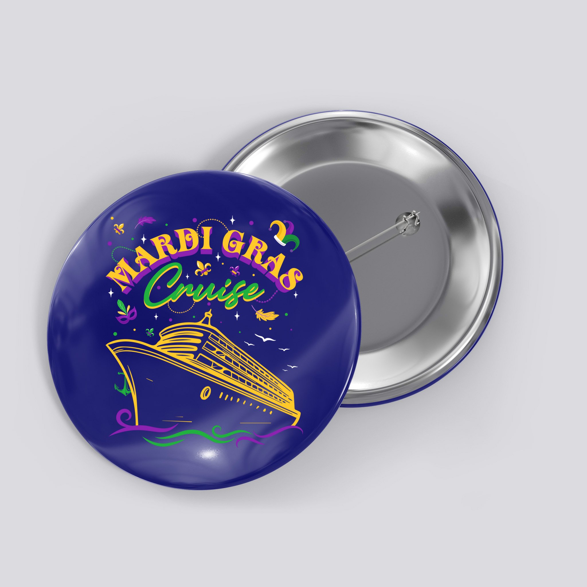 Cruise Ship Mardi Gras Ship Vacation Family Trip Gift Button
