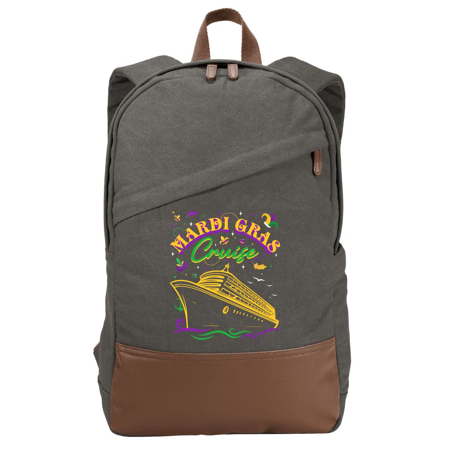 Cruise Ship Mardi Gras Ship Vacation Family Trip Gift Cotton Canvas Backpack