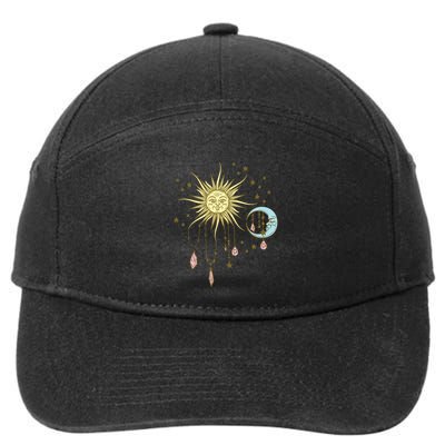 Celestial Sun Moon W Stars 90S Witch Whimsigoth Aesthetic Funny Gift 7-Panel Snapback Hat