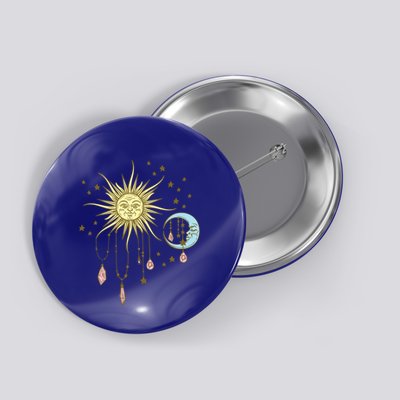 Celestial Sun Moon W Stars 90S Witch Whimsigoth Aesthetic Funny Gift Button