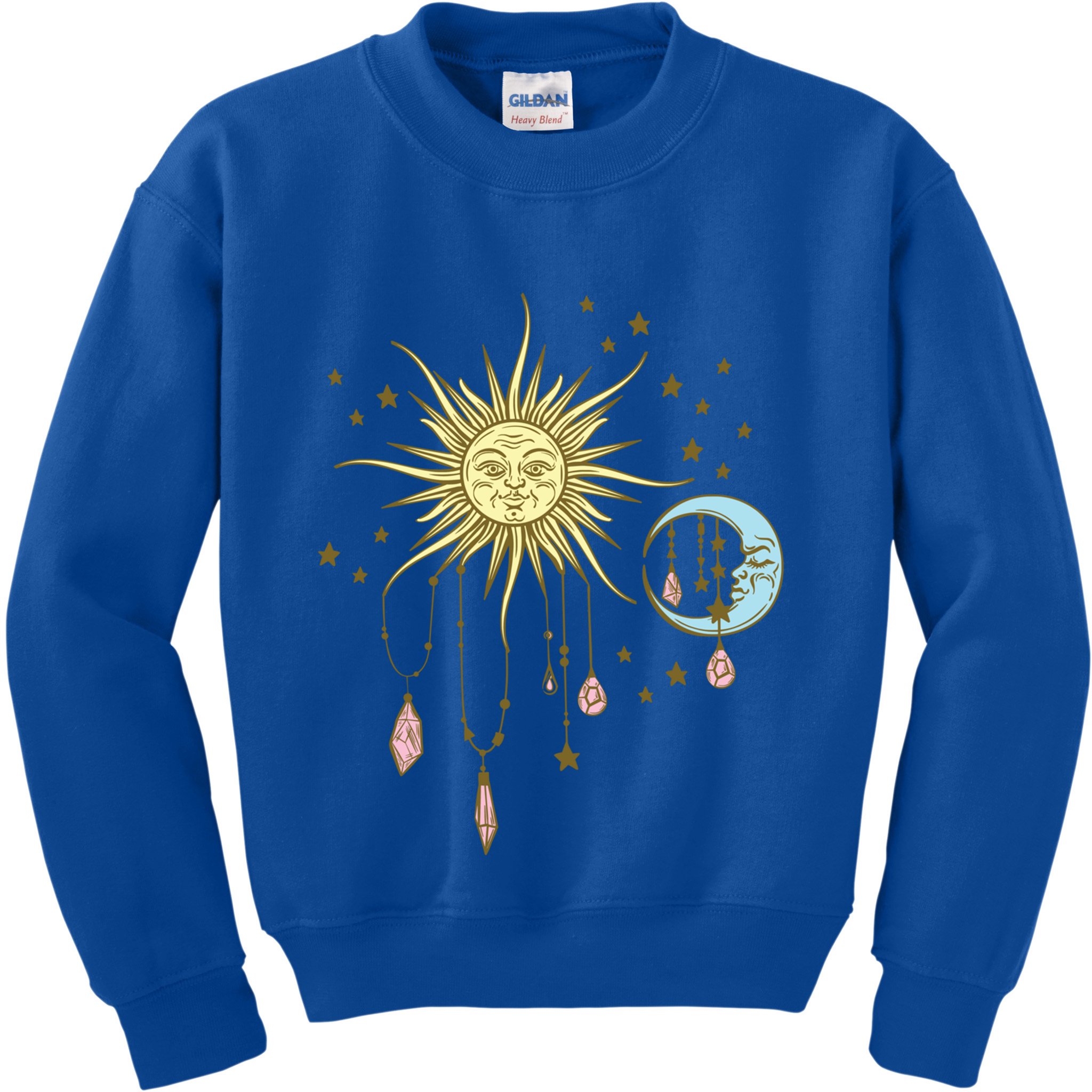 Celestial Sun Moon W Stars 90S Witch Whimsigoth Aesthetic Funny Gift Kids Sweatshirt