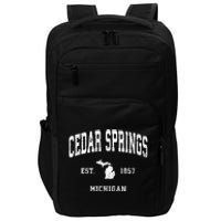 Cedar Springs Michigan Mi Vintage Athletic Sports Impact Tech Backpack