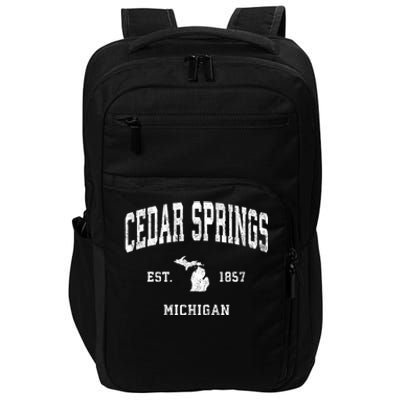 Cedar Springs Michigan Mi Vintage Athletic Sports Impact Tech Backpack