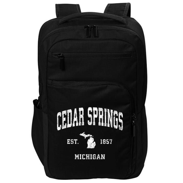 Cedar Springs Michigan Mi Vintage Athletic Sports Impact Tech Backpack